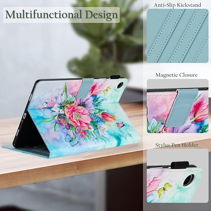 Fancity Case Fits Samsung Galaxy Tab A9/A11 Plus 11” 2025/2023 X210/X216 | Premium PU Leather Cover with Multi-Angles Pencil Holder Smart Wake Sleep for Galaxy Tab A9 A11 Plus X218 Beach