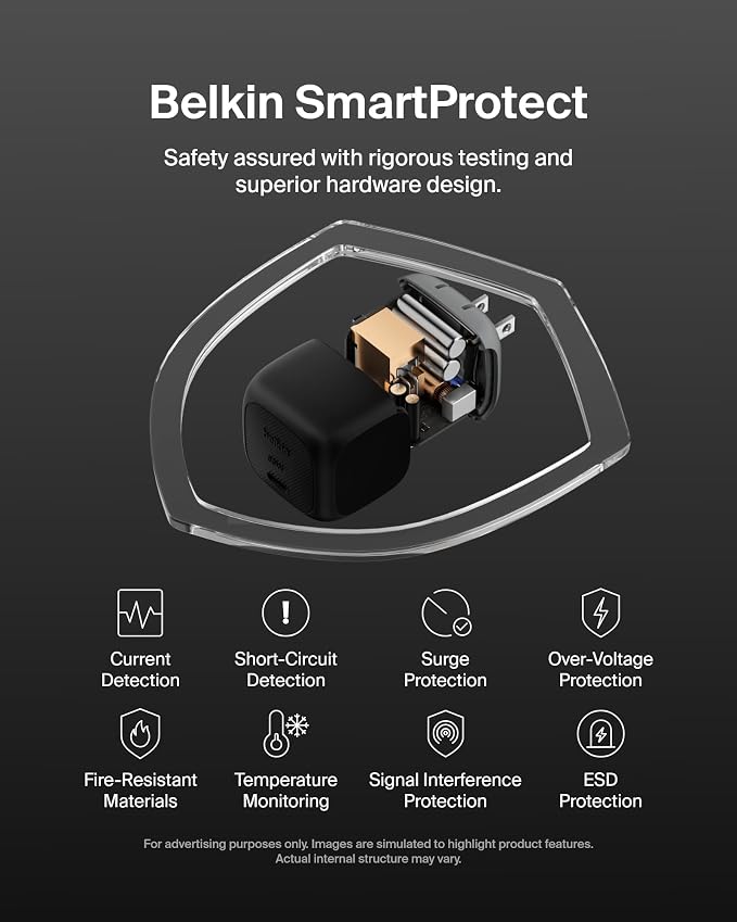 Belkin USB C Charger Block 65W Super Fast Charging Block Type C Wall Charger - Apple iPhone 17 Air Pro Galaxy S26 Google Pixel 10 MacBook AirPods Chromebook Nintendo Switch 2 &amp More - Bl