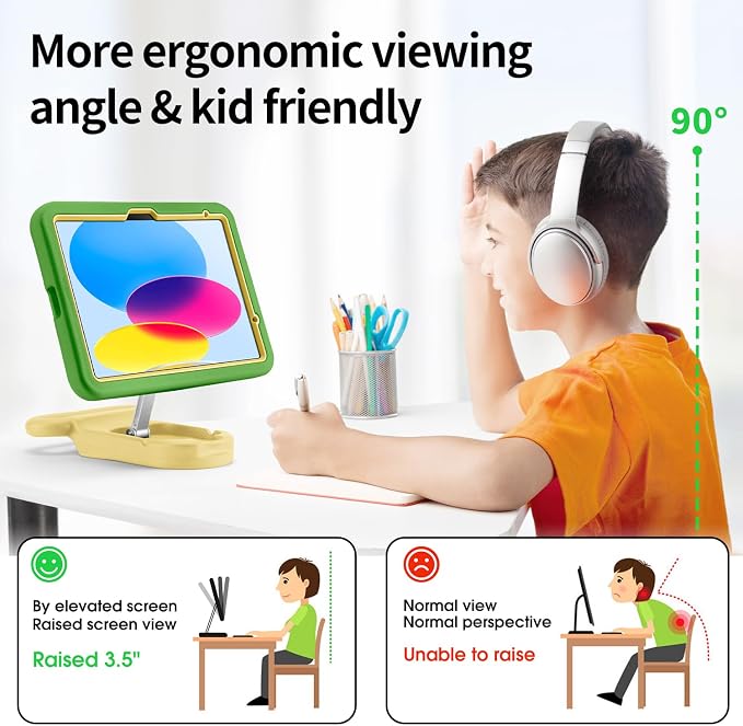 Kids Case for iPad (A16) 11th/10th Gen 10.9'' 2025/2022Adjustable Portrait/Landscape Stand/Drop Proof with HandleChild Friendly Case for iPad Air 11 (M4/M3/M2) 2026/2025/2024 (BlackBlue)