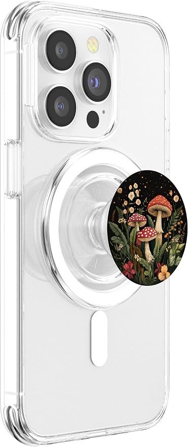 Mushroom PopSockets Adhesive PopGrip for Cell Phones - Black