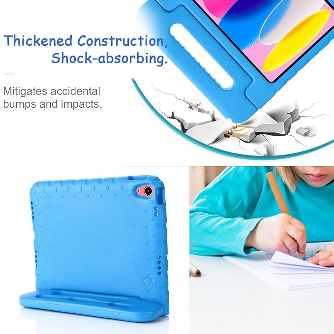 Kids Case for iPad Pro 11 M5/M4 &amp iPad Air 11 (2026/2025/2024) Shockproof Case with Pencil Holder Techcircle Light EVA Foam Handle Stand Bumper Protective Child Friendly Drop Proof Cover Black