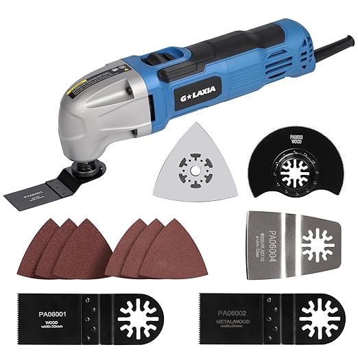 Oscillating Tool, 1.5A Oscillating Multi Tool with with 3° Oscillation Angle, 12 Piece Accessories Scraping, Grinding, Sanding, Cutting