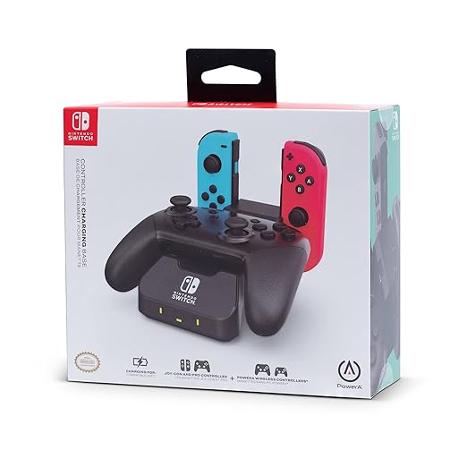 PowerA Controller Charging Base for Nintendo Switch, Black, Wireless Controller charging, Charge, rechargeable battery, Nintendo Switch, Joy-Con Charging, PowerA Wireless Charging