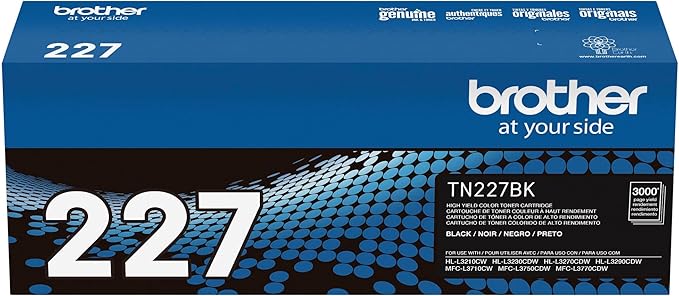 Brother Genuine TN227, TN227BK, High Yield Toner Cartridge, Replacement Black Toner, Page Yield Up to 3,000 Pages, TN227BK, Amazon Dash Available