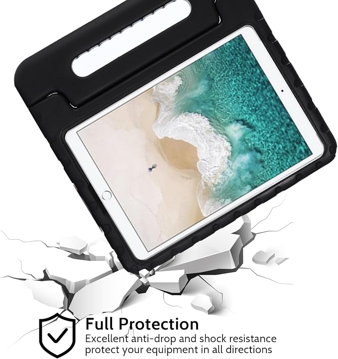 Dteck Kids Case for iPad 10.2 - Shockproof Rugged EVA Handle Stand Child Proof Case for iPad 9/8/7 Generation Black