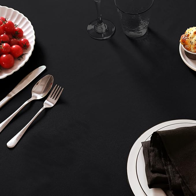 6 Pack Black Round Tablecloths 108 Inches Table Cloth Stain and Wrinkle Resistant Washable Polyester Table Cover Fabric for Party, Wedding,Dining,and Banquet Decoration