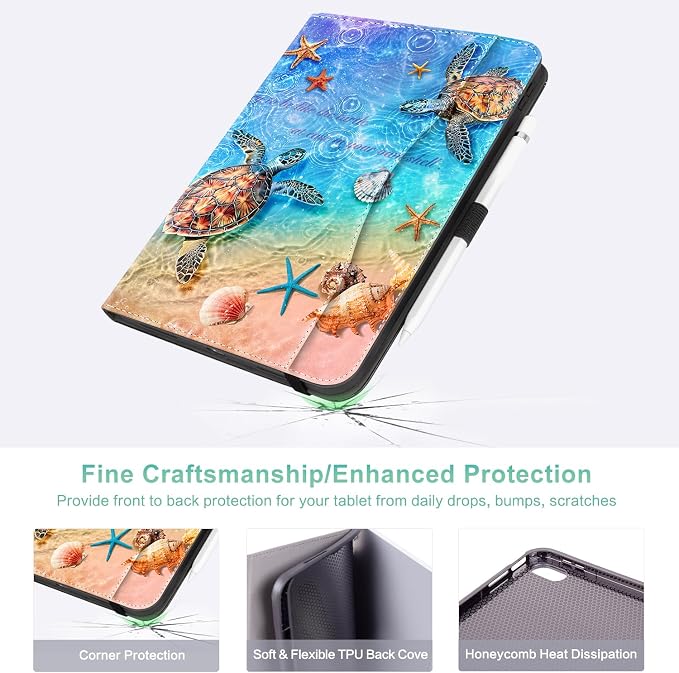 Lokigo Case for iPad (A16) 11th/10th Generation Aurora Forest | for iPad 11th-11 Inch/10th-10.9 Inch Stand Cover Pencil Holder/Hand Strap/Pocket Support Touch ID Auto Wake/Sleep
