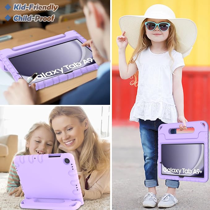 LTROP Shockproof Lightweight Convertible Handle Stand Case for Samsung Galaxy Tab A11 Plus 2025 / A9 Plus 11 Inch 2023 with Built-in Screen Protector Galaxy Tab A11+ / A9+ Case for Kids Black
