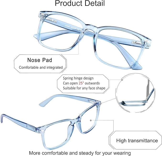 YEIN Bifocal Reading Glasses with Blue Light Blocking Lenses, Bifocal Reader for Women and Men, Vintage Square frame with Spring Hinge (+0.50/+2.50 magnification)