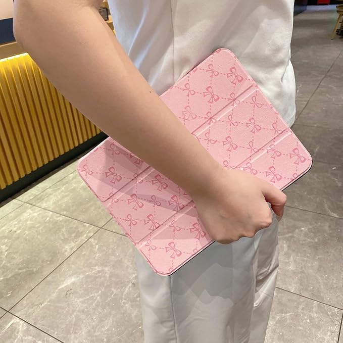 Tablet Case for iPad 11th A16 Generation 11 Inch 2025 / iPad 10th Generation 10.9 Inch 2022 Trifold Stand Smart Protective Cover Soft TPU Back Auto Wake &amp Sleep(Hot Pink Bow)