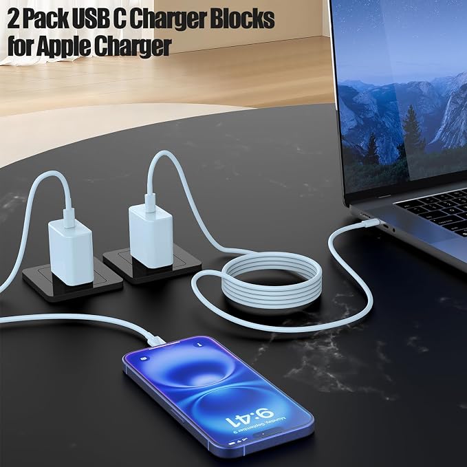 2Pack 65W USB C Charger Block Super Fast Charging Type C Wall Adapter with 3 Port 100W PD Quick Charging for Samsung Galaxy S26/S25 Ultra iPhone 17/16/15 Pro Max iPad Pro/Air &amp MacBook Pro/Air