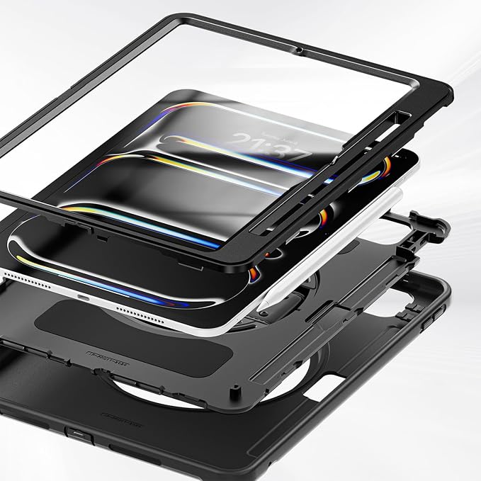 Sahara for iPad Air 11-inch (M4 / M3 / M2) Case - Heavy-Duty Protective Cover with Screen Protector Kickstand &amp Rotating Hand Strap Raider Series
