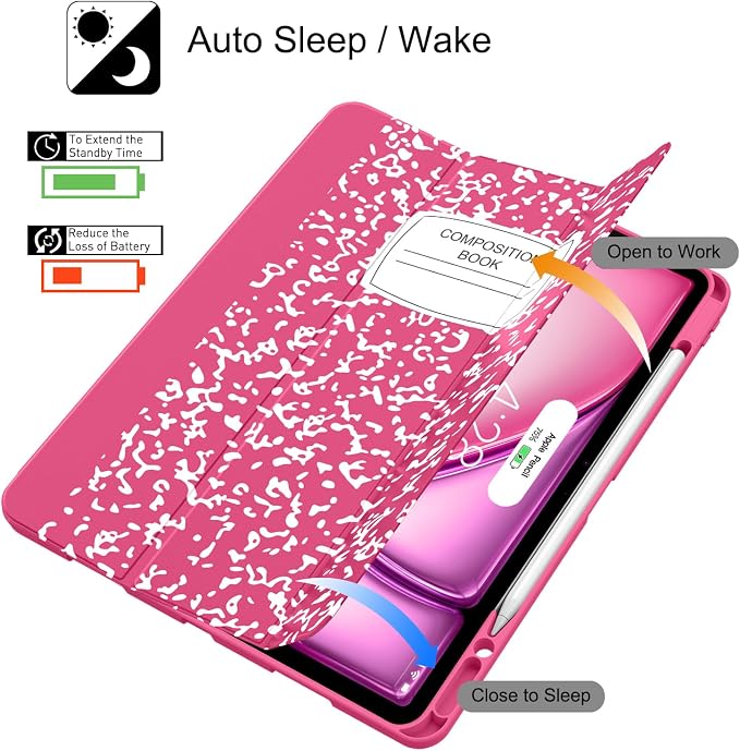 Soke Case for iPad Air 13 Inch (M4/M3/M22026-2024) iPad Pro 12.9 6th/5th Generation with Pencil Holder(2021 2022 Release)-[Apple Pencil Charging + Auto Wake/Sleep] Soft Back Cover Book Black
