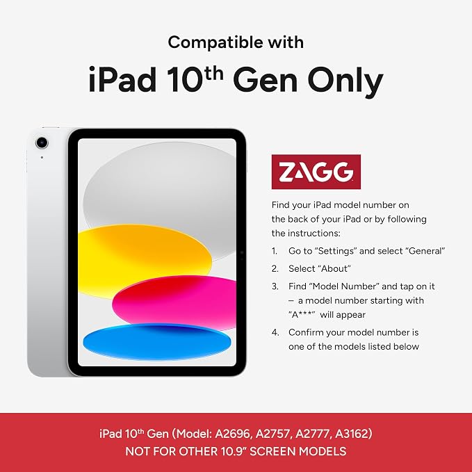 ZAGG Denali iPad 10.9-Inch/iPad 11-inch (A16) Case - Ultra-Durable Eco-Friendly Drop-Resistant with Snap-On Screen Protector &amp Infinity Angle Stand Compatible with 10th Gen Black