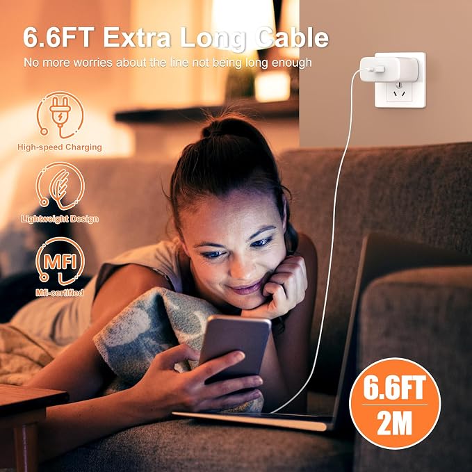 45W USB C Charger Compatible with iPhone 17/17 Pro/17 Pro Max/Air/16/16 Pro/16 Pro Max/15/15 Pro Max2Pack 6.6FT Type C Charger Block &amp CableSuper Fast Charging for Samsung Phone