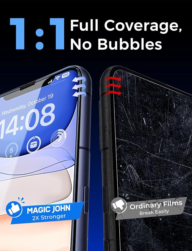 MAGIC JOHN 2 Pack for iPhone 11/iPhone XR 6.1 inch Tempered Glass Screen Protector Auto Dust-Elimination Installation Bubble Free HD Clear Easy Installation