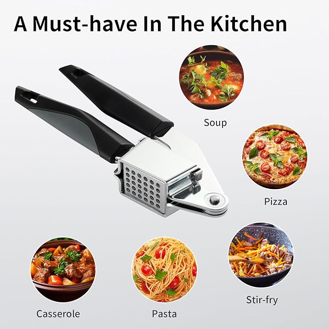 Balamno Garlic Press Stainless Steel, Manual Garlic Mincer for Kitchen Use