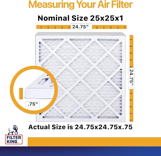 Filter King 25x25x1 Air Filter | 4-PACK | MERV 13 HVAC Pleated A/C Furnace