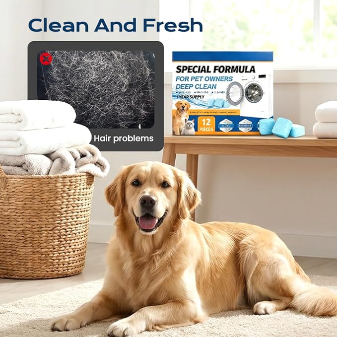 Washing Machine Cleaner Tablets, 2026 New Washer Cleaner Tablets, Deep Cleaning Pet Hair Remover for Laundry Room, Eco-Friendly Odor Remover for Pet Owners (1pcs)