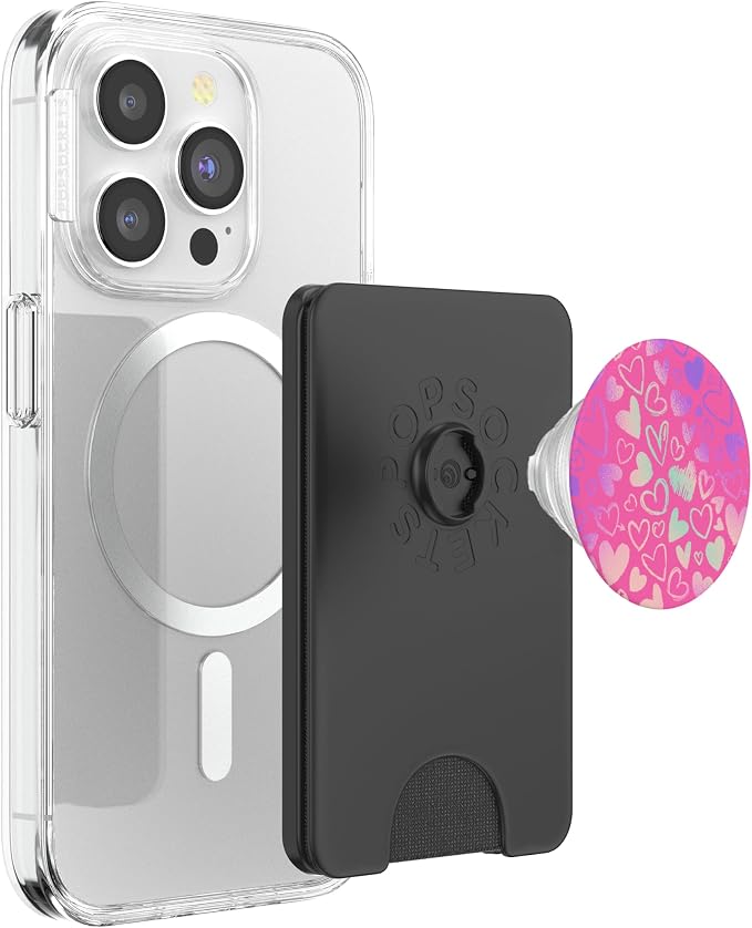 Rainbow Modern Hearts Pink PopSockets Adhesive PopGrip