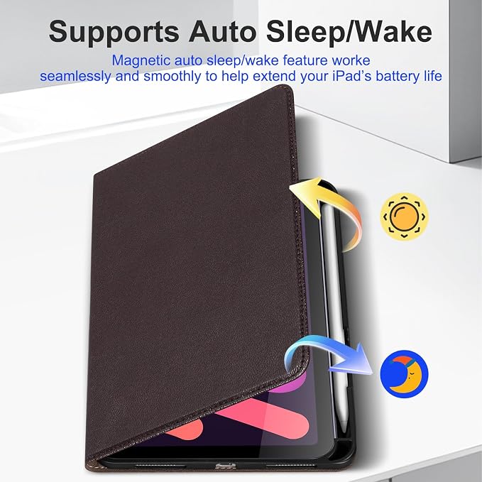 Case for iPad mini 7 (A17) ProiPad mini 7th/6th Gen (2024/2021) | Microfiber Leather Folio Cover with Adjustable Multi-angle StandAuto Sleep/WakeShockproof Protection CaseBlack