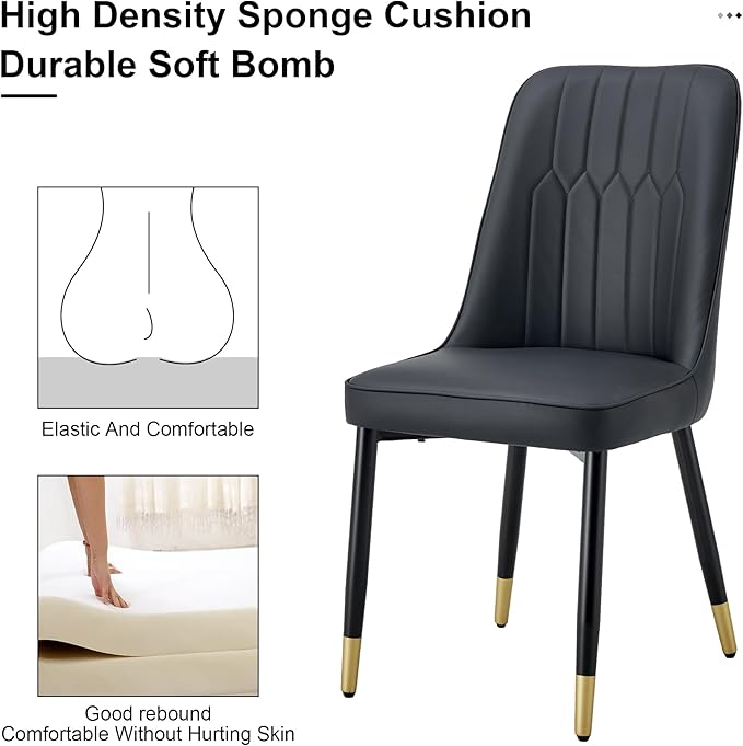 Dining Chairs Set of 8，Modern Dining Chairs, Equipped with PU Leather Backrest Cushions and Black Metal Legs, Suitable for Restaurants, Kitchens, and Bedrooms Dining Room Chairs