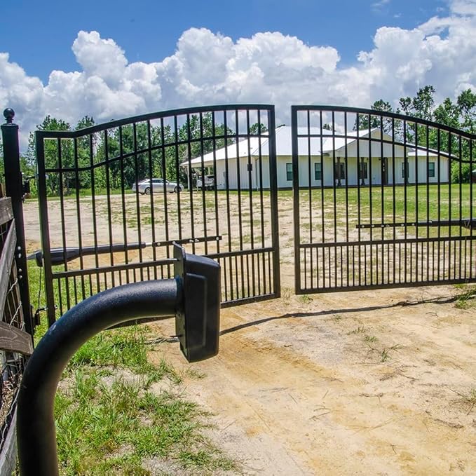Mighty Mule Gate Opener, Solar and Smart Ready, Heavy Duty Automatic Gate Opener, Gates up to 18ft or 850lb Per Gate Leaf, Dual Gate Opener - Estate, Upgraded, MM572W-EST-A