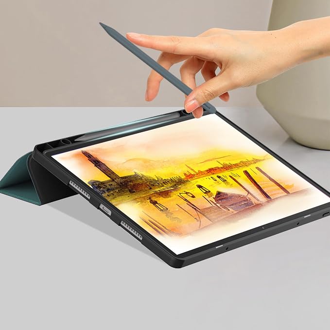 YRH for Idea Tab Pro 12.7 inch Case 2025 with Pen Holder Soft TPU Back Tablet Cover Case with Auto/Sleep (Black)