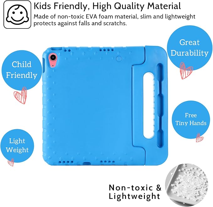 Dteck Kids Case for iPad 10.2 - Shockproof Rugged EVA Handle Stand Child Proof Case for iPad 9/8/7 Generation Black