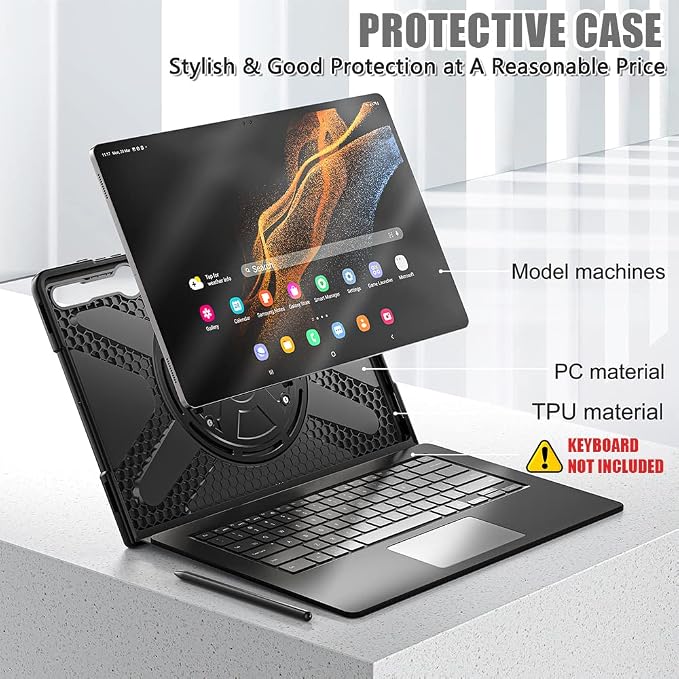 ZenRich Rugged Case for Microsoft Surface Pro 12 (2025)12 inch | Shockproof Hard Protective Case with 360 Rotating KickstandPen Holder and Hand Strap Compatible with Type Cover Keyboard