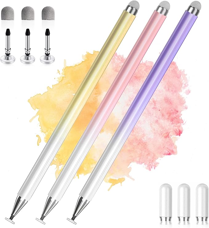 Stylus Pen for Touchscreen 2 in 1 Stylists Pens Compatible with All Touch Screens Devices Tablets iPhone iPad Android Computer Laptop Fine Disc Tip Drawing Styluses [8 Pack]