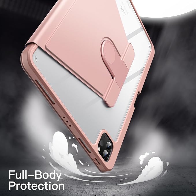 JETech Rotating Case Cover for iPad Pro 11 4/3 Black | For 2022/2021 Model 360° Rotation Stand Clear Back Design Auto Wake/Sleep Pencil Holder Full Protection