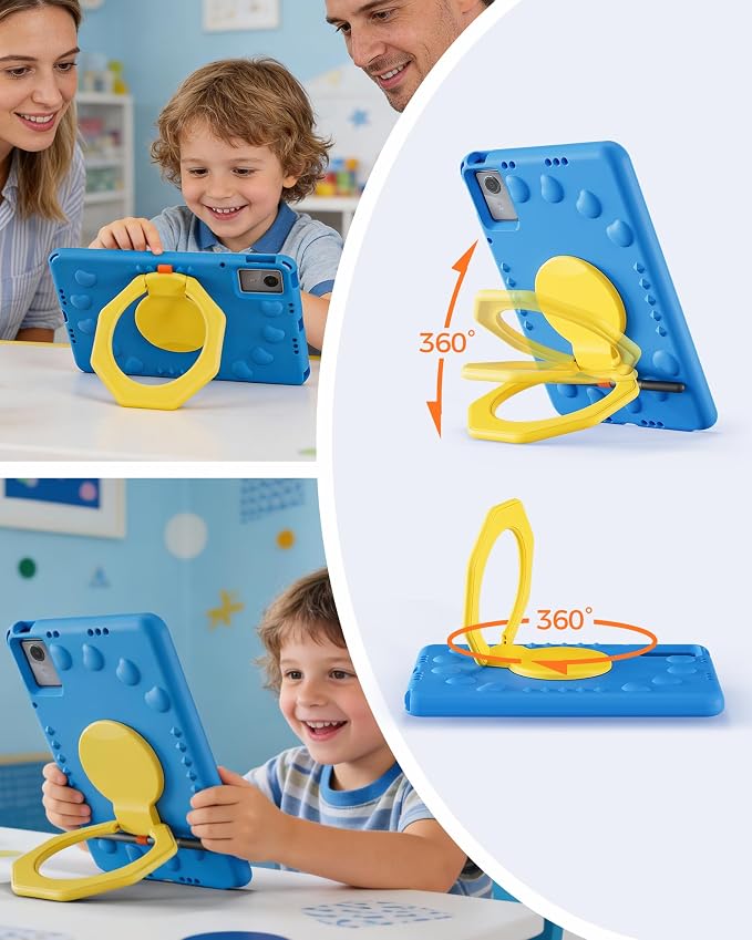 ProCase Kids Case for Lenovo Idea Tab 11 2025/K11 Gen 2 (TB-336ZU/TB-336FU) Shockproof Lightweight Tablet Cover with 360° Rotating Handle &amp Stand -Blue