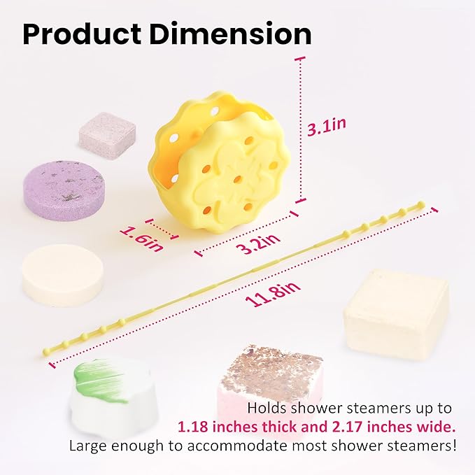 Yellow Silicone Shower Steamer Tray/Holder/Hanger, Hangable&Durable Shower Steamer Holder, Long Lasting Bath Bombs Container, Aromatherapy Diffuser Containers, Bathroom Accessory for Bathroom Decor