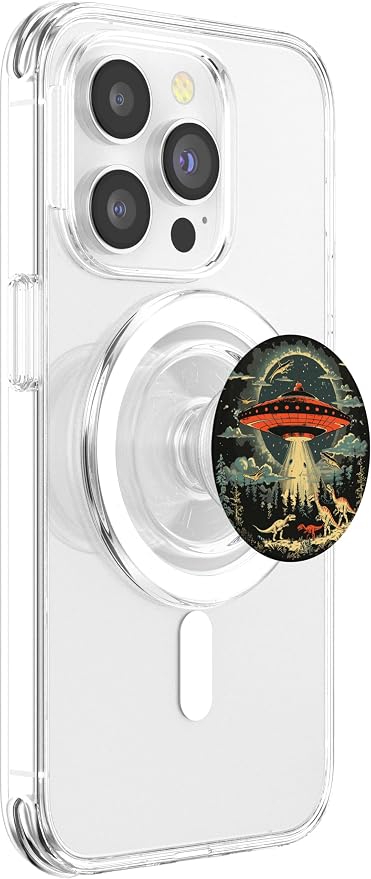 Alien Lover Flying Saucer UFO Abduction Dinosaur PopSockets Adhesive PopGrip