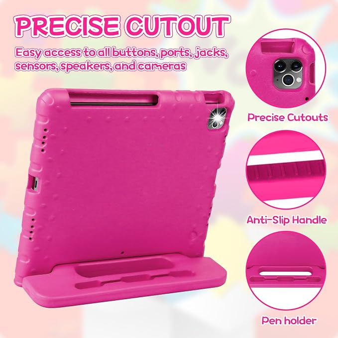 Case for iPad Pro 12.9 Case 2022/2021/2020/2018 with Pencil Holder &amp Hadle Stand Super Protection Kids Proof Cover for iPad Pro 12.9 inch 3rd/4th/5th/6th Generation Black