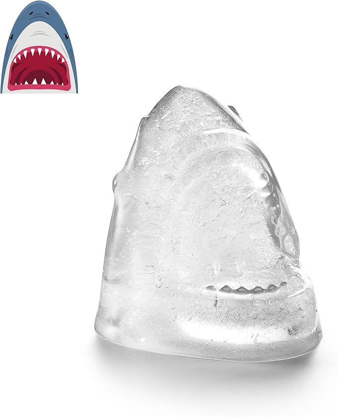 ACOOKEE Shark Ice Cube Tray Fun Shapes, Odd Novelty Cute Shark Gifts, 2.2" Large Silicone Whiskey Ice Mold for Cocktails,Bourbon,Brandy, w/Funne