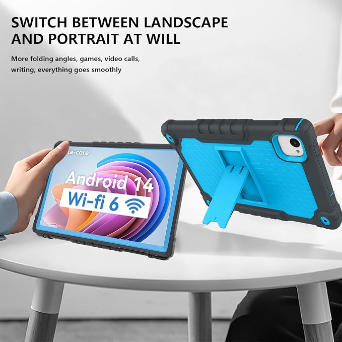 for HNVHNV/Aiprotablet/kelankeke K10 Tablet 10 inch Android Tablets Case Built in Kickstand Heavy Duty Hybrid Protective Case Hard Back Shell Case with Shoulder Strap (Black)
