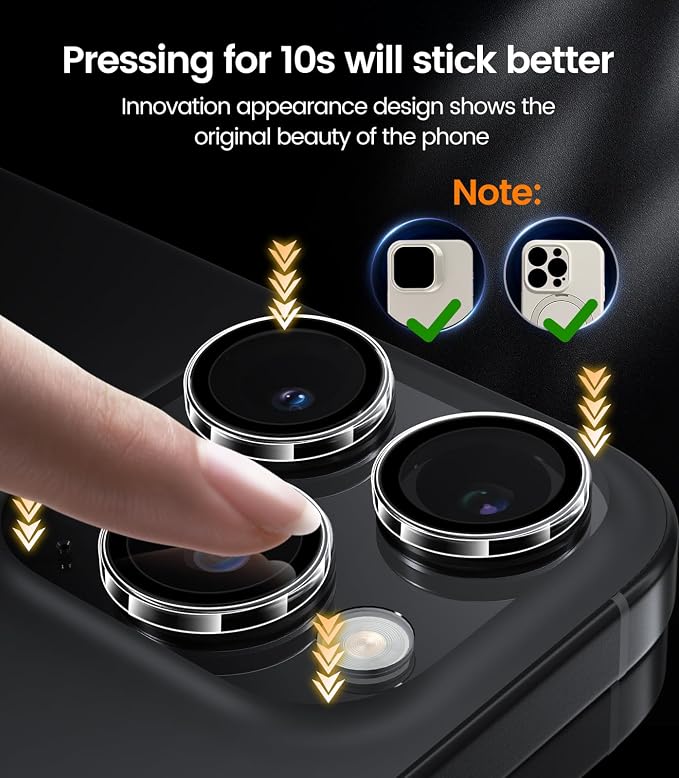 iGluz 2 Pack Anti-Reflection Camera Lens Protector for iPhone 17/16/16 Plus [98% Transmittance][1-Step Installation][Strong Adsorption] 9H Shatterproof Tempered Glass-Black