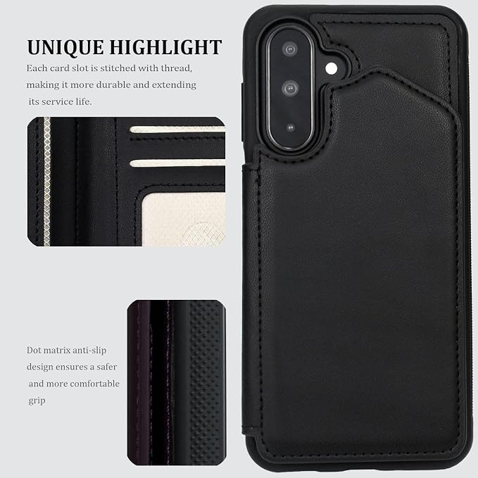 Wallet Case for Samsung Galaxy A17 5G 2025 RFID Blocking Card Holders| Kickstand | Shockproof TPU Shell | PU Leather | Magnetic Closure | Protective Flip Folio Cover | Black