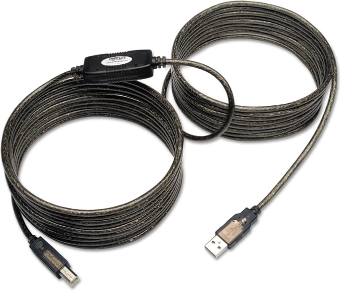 TRIPP LITE Eaton USB 2.0 Hi-Speed A/B Active Repeater Cable (M/M) 25-ft. (U042-025) Silver
