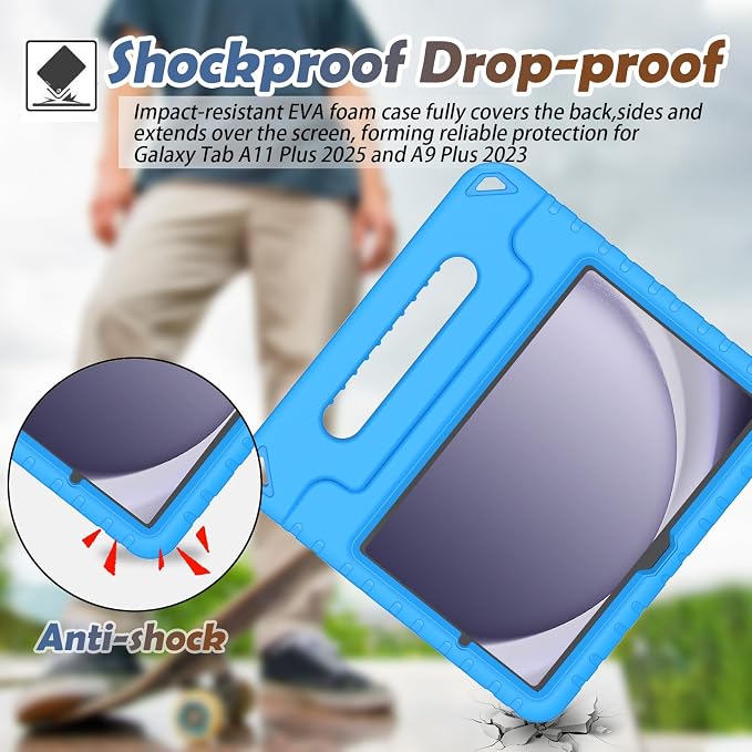 LTROP Shockproof Lightweight Convertible Handle Stand Case for Samsung Galaxy Tab A11 Plus 2025 / A9 Plus 11 Inch 2023 with Built-in Screen Protector Galaxy Tab A11+ / A9+ Case for Kids Black
