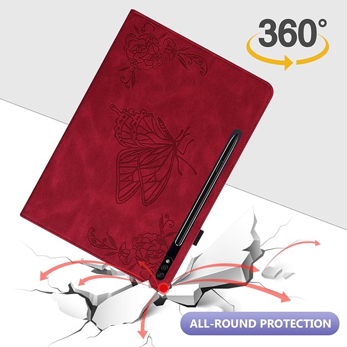 Dteck Wallet Case for Galaxy Tab S10+/S9+/S7 FE/S8+/S7 Plus 12.4 Tablet Premium PU Leather Folding Stand Auto Wake/Sleep Pen Holder Case with Hummingbirds