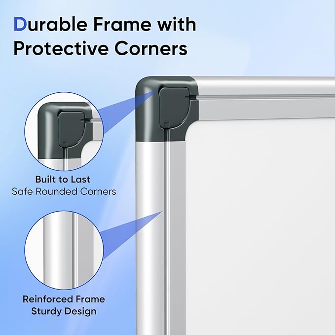 VUSIGN Magnetic Whiteboard for Wall, 36" x 24" Hanging Whiteboards for Office, School, Home, Includes Eraser, Markers, Magnets, Pen Tray, Silver Aluminum Frame