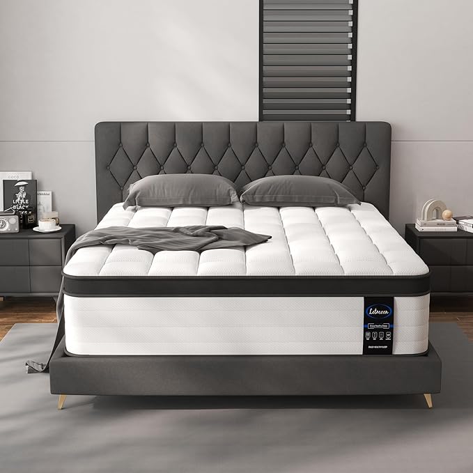 California King Mattress, 12 Inch Hybrid Cal King Mattress, Medium Firm, Memory Foam and Pocket Springs, Strong Edge Support, Pressure Relief, Bed in Box