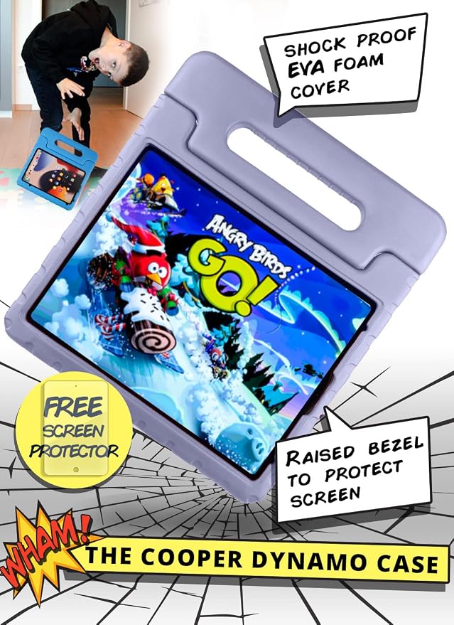 Official Cooper Dynamo for iPad Pro 11 inch Case for Kids 4th/3rd/2nd/1st Generation 2022/2021/2020/2018 | Rugged Foam Magic Handle Stand with Pencil Holder Eco-Mailer