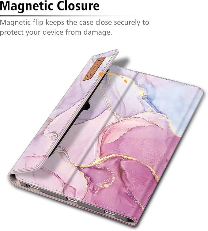 Fintie Portfolio Case for Samsung Galaxy Tab S8/Tab S7 11 Inch | Multiple Angles Business Cover with Pocket Built-in S Pen Holder Auto Sleep/Wake Dreamy Marble
