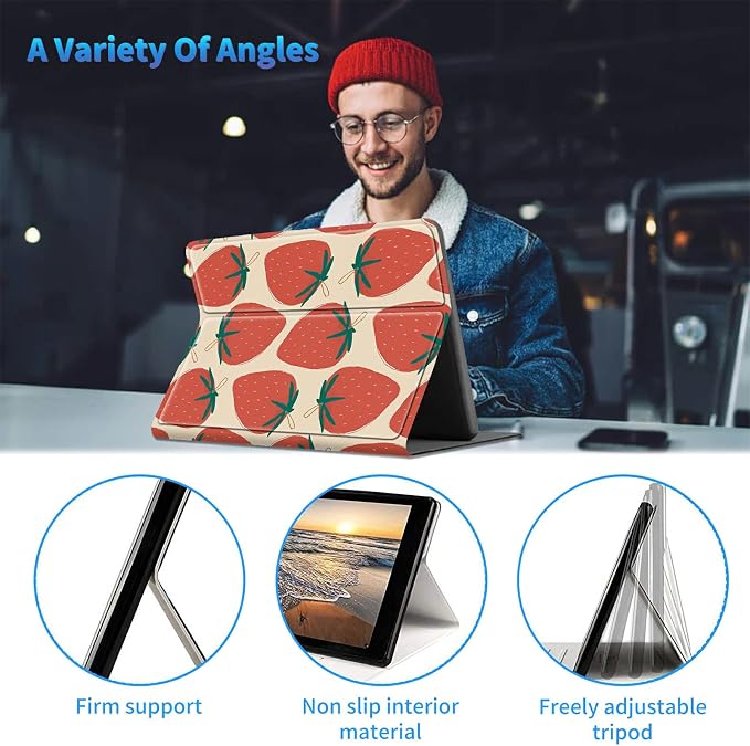 for All-New Kindle Fire HD 10 &amp 10 Plus Tablet (13th/11th Gen 2023/2021 Release) 10.1 + Screen Clean Pad Slim PU Leather Multi-Angle Kickstand Cover with Auto Wake/Sleep Horse with US Flag