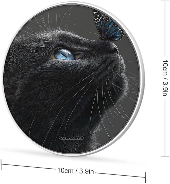 Black Cat Butterfly Wireless Charger SlimWireless Charging Pad Anti-Slip Charger Mat for Men Women