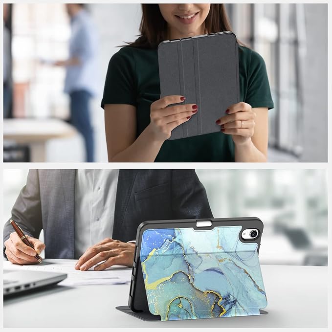 Case for iPad mini 7 (A17 Pro) 2024/Mini 6 2021 8.3-Book Black | Slim Lightweight Folio Stand Case Auto Wake/Sleep Soft TPU Back Cover with Pencil Holder for iPad mini 7th/6th Generation
